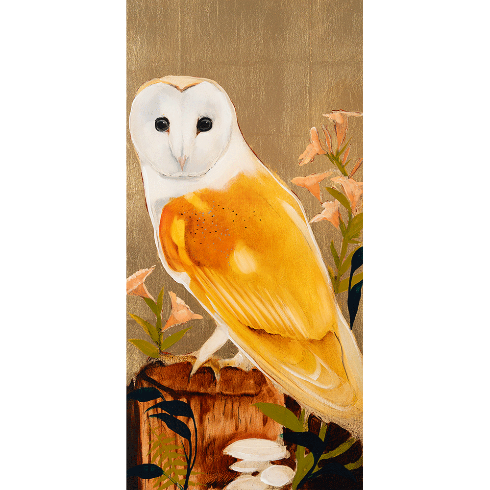 Owl on Gold 24 x 12